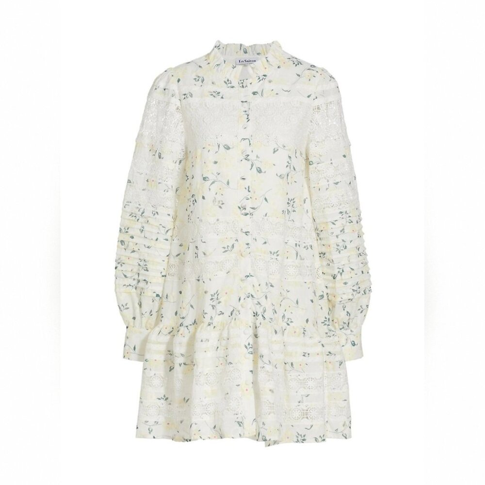 NWT En Saison Lou Lou Floral Lace Long Sleeve Mini Dress
